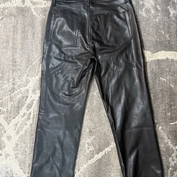 Abercrombie & Fitch Ankle Straight Ultra High Rise Denim/ Leather Pants - Picture 4 of 5